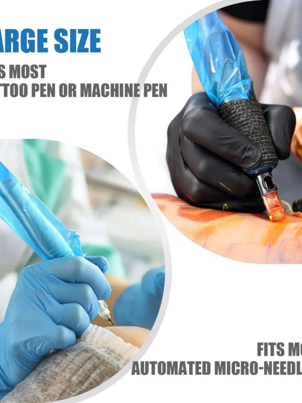 Pen Machine Covers and Grip Tapes 200pcs Tattoo Machine Covers with 4pcs Grip Wr